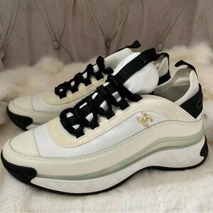 CHANEL Women's Cream and Black Sneakers